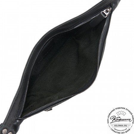 Кожаная сумка на пояс "Рики" (чёрная)